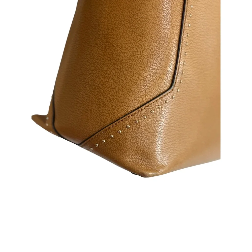 Henri Bendel Tote Bag Womens Large Tan  Studded Leather Shoulder Bag